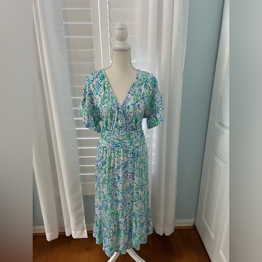Lilly Pulitzer EUC Juliet Ruffle Midi Dress - Picture 2 of 8